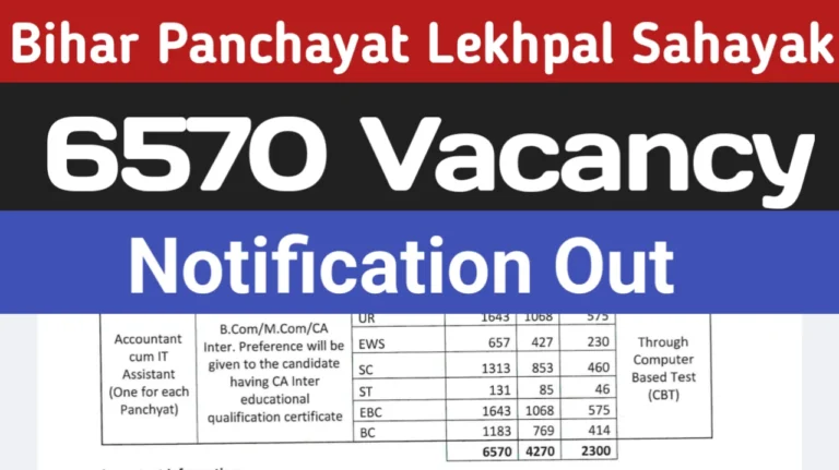Bihar panchayat 6570 vacancy of lekhpal (accountant) IT assistant notification